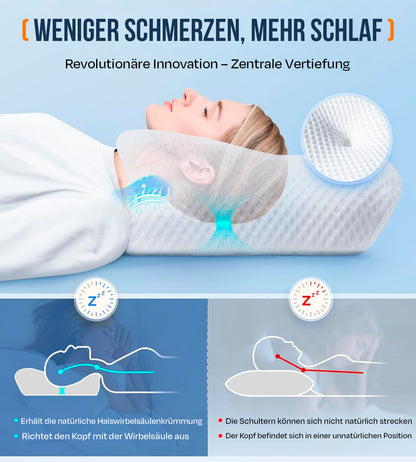 Ultraberuhigendes Kühlkissen zur Schmerzlinderung, mit verstellbarer Halsstütze, ergonomischem Design aus geruchlosem Memory Foam, ideal zum Schlafen auf der Seite, dem Rücken und dem Bauch.